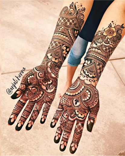 Leafy Bridal Mehndi For Full Hand